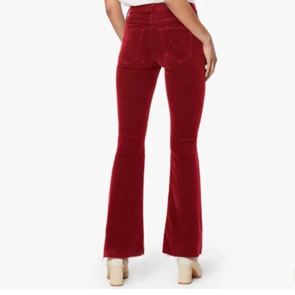 MOTHER Weekender Fray‎ Corduroy Pants Women’s 27 Red Garnet Flare